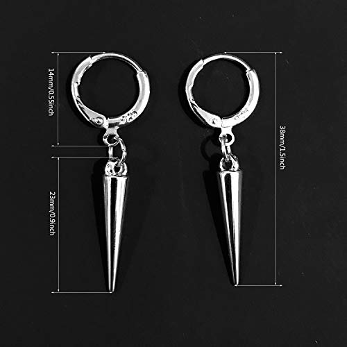 Andpai Chic Unique Personalized Punk Minimalist Spike Dangle Drop Hoop Earrings For Women Men Girls Sterling Silver Hypoallergenic Charms Hoops Cuff Cartilage Geometric Huggie Earrings (Silver) #TOP1