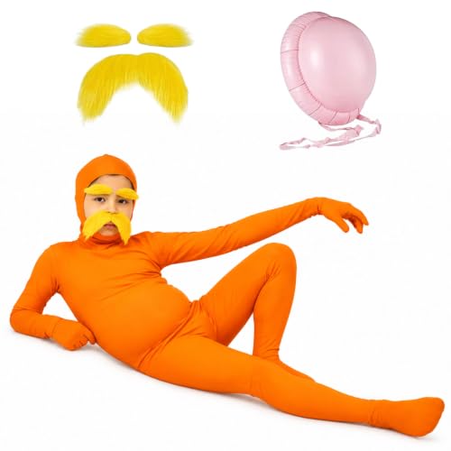 KGKLKAX Kids Orange Halloween Costume with Mustache and Inflatable Belly - image 1