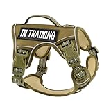 XSmall No Pull Dog Harness for Small Sized Dogs, Adjustable Vest for Easy Walking, Breathable Oxford Material, Reflective Strips, with Metal Front Clip Control, for Terriers, Army Green, XS