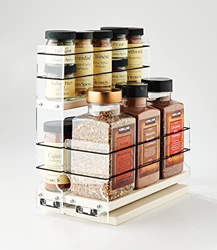 Vertical Spice - Estante de especias estrecho para armario de cocina con 2 cajones y 2 niveles - Capacidad para 20 tarros de especias - Organizador