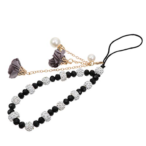 Hemobllo Alça de pulso para celular – Alça de mão para telefone com contas de cristal com pingente d