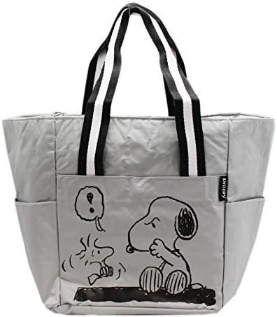 Snoopy Mad at Woodstock Light Gray Medium Size Tote Bag