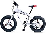 Aoyo 20-Zoll-Mountainbikes, 30-Gang Overdrive Fat Tire Fahrrad, Junge Frauen Alurahmen Hardtail Mountainbike mit Federgabel, Blau (Color : White, Size : 3 Spoke)