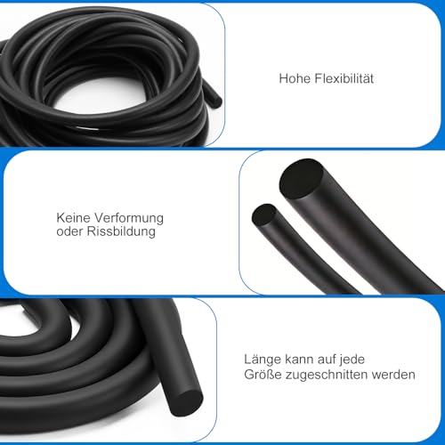 NZNSML 6 Meter Dichtschnur Ø 4mm Fugenfüllprofil EPDM Hinterfüllschnur Schwarz Rundschnur Fugenschnur Füllschnur Fugendichtschnur für Fuge und Spalt Beton Türen Fenstern Wänden Decken