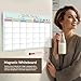 Magnetic Calendar for Refrigerator 17x12 Inch Monthly Planner Dry Erase Calendar for Fridge Magnetic Whiteboard Calendar with Marker, Eraser ＆ 4 Adhesive Stickers, Dry Erase Calendar for Fridge