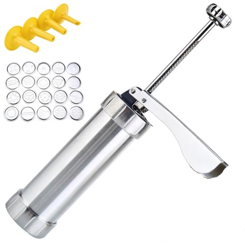 ZGXNYI Seringue à Garnir en Acier Inoxydable Cookie Press Machine Stainless Steel Cookie Press Tool Biscuit Extruder Press Cookie Kit DIY Biscuit Maker Baking Supplies Seringue à GâTeau