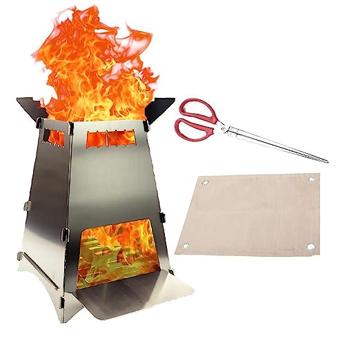 Vareno Mini Camping Stove – Ultralight Backpacking Stove – Stainless Steel Survival Solo Stove – Wood Burning Stove For Outdoor Activities – Portable Fire Stove For Picnic, Bbq, Camp, Hiking, Cooking #TOP20