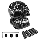 Deaelf Skull Car Gear Shift Knob, Resin Big Tooth Skull Transmissions Shifting Lever Handle with Adapters, Vehicle Stick Shifter Decoration Accessories for Most Manual Automatic Cars (Black)