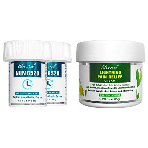 Ebanel Bundle of 2-Pack Lidocaine Numbing Cream, and Pain Relief Cream Arnica Menthol 2.28 Oz