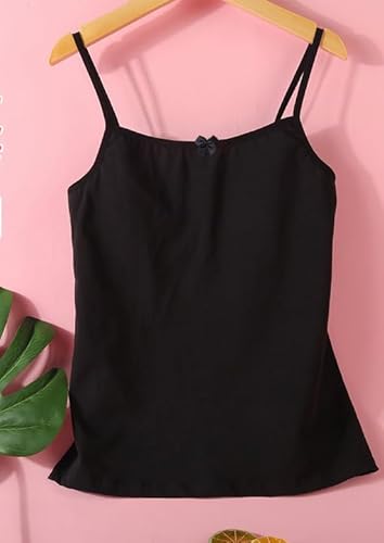 Amuhou Girls Camisole with Liner Padded Cotton Undershirts Training Bra (Black,White,10-12 Years)