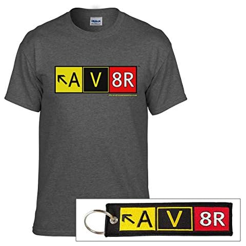 Pilot Expressions Men's AV8R Taxiway Sign T-Shirt and Keychain (Large) Dark Heather Grey Cover