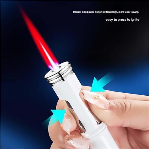 Encendedor metálico antorcha rojo resistente al viento miniatura 3