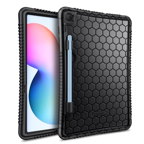 Fintie Silicone Case for Samsung Galaxy Tab S6 Lite 10.4 Inch 2024/2022/2020, Honey Comb Series Kids Friendly Light Weight Shock Proof Protective Cover, Black