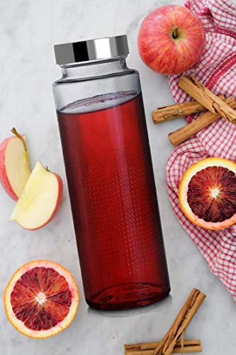 Image of Glassbunny 750ml Leak-Proof Airtight Stainless Steel Lid Glass Water Bottle for Water, Smoothie, Juices - Reusable Travel Drinking Fridge Bottle Pack of 1