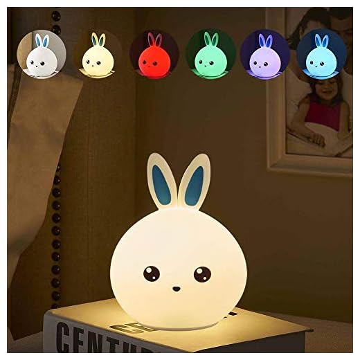Luz Nocturna Infantil Recargable LED Mesilla de Noche Lámpara de Silicona y Portátil con Luces de Colores para Bebé Niños Niñas, Dormitorio y Guardería Decoración Azul