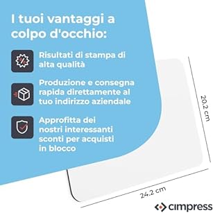 Cimpress Tappetino Mouse Personalizzato con Foto o Nome, 24 × 20 cm, Mousepad Antiscivolo Personalizzabile con Immagine o Testo, Idea Regalo per Uomo, Donna, Bambini, Ufficio o Gamer