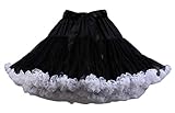 URVIP Women's Elastic Waist Chiffon Pettiskirts Puffy Tutu Tulle Princess Skirt One Size Black White