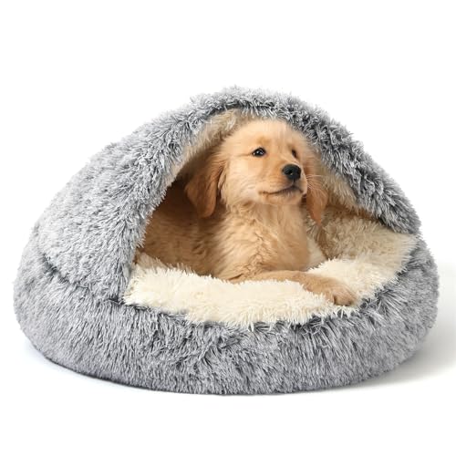 Image of NOYAL Hooded Donut Bed, Calming Cave for Cats & Small Dogs
