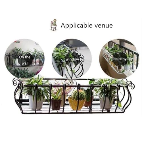Este Soporte Colgante de Hierro Forjado para barandillas, Expositor de Plantas Que Ahorra Espacio para macetas y jardineras, Estante de jardín para balcón Exterior