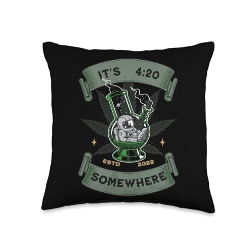 SPACE 420 Bong Glass Blower Throw Pillow 16x16