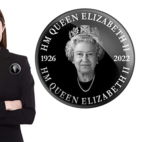 Elizabeth Queen II Memorial Badge, Elizabeth II Queens Platinums Jubilee Ornament se suvenýrem, smuteční pro královnu 1926-2022 Badges Smuteční potřeby, suvenýr připínací špendlík kovový odznak