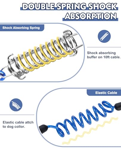 Corredor para quintal, sistema de carrinho de absorção de choque duplo para cães grandes, cabo de am