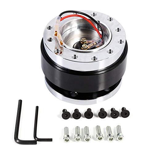 Soosee 6 Hole Steering Wheel Quick Release Hub Adapter Snap Off Boss Kit(Black)