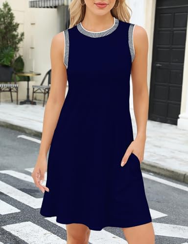 Women's 2025 Summer Sundress Casual Beach Vacation Sleeveless Crewneck Mini Dresses4