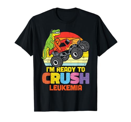 Trex Monster Truck Ready to Crush Leucémie pour garçons T-Shirt