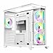 RUIX OV403 ATX Mid-Tower PC Case, Pre-Installed 4 x 120mm Prism ARGB PWM Fans and Graphics Card Holder, Three-Sided Tempered Glass Panels, USB 3.0 & Type-C Ports, Gaming Computer Case - White