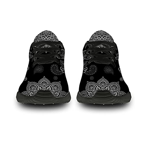 Cat Shoes Womens Mens Running Shoes Cross Training Sneakers Black Cat Eyes Mandala Floral Paisley Shoes Gifts For Men Women,Size 4.5 Men/6.5 Women Black #TOP4