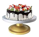 PANCA Cake Decorating & Icing Turntable | Signature Edition 12-Inch 360° Rotating Cake Stand for Baking & Serving | Fiber Cake Turntable with Silver Top & Golden Base | Professional Cake Decorating Stand