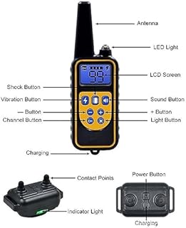 Collier de Dressage pour Chiens avec Beep Vibra Choc étanche et Rechargeable Collier Télécommande 800 Verges pour 3 Chiens (Noir Orange Blanc)