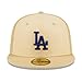 New Era LA Los Angeles Dodgers 59FIFTY 60th Anniversary Sidepatch Raffia Front Fitted Cap, Hat (US, Numeric, 7 1/8, Beige Gold)