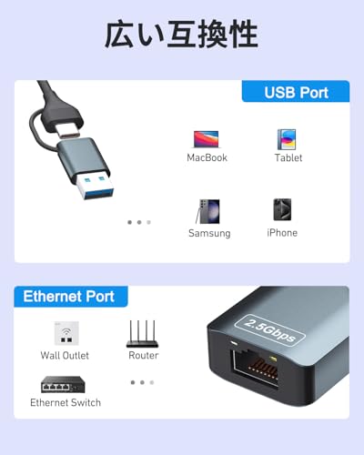 Lecnvuo USB C 有線LANアダプター 2.5Gbps の商品画像 5