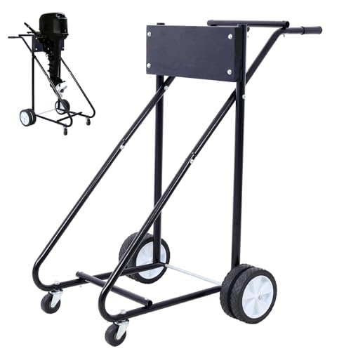 Outboard Motor Stand - 315LBS Capacity Outboard Boat Motor Engine Stand with 4 Rubber Casters Multi-Functional Support Engine Carrier Cart Dolly for Motor Repair Maintenance Transport Storage, Black