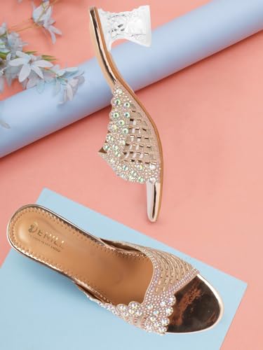 Image of Denill Women Wedding /Party Block Heel Slip-On Fashion Sandal for Women & Girls