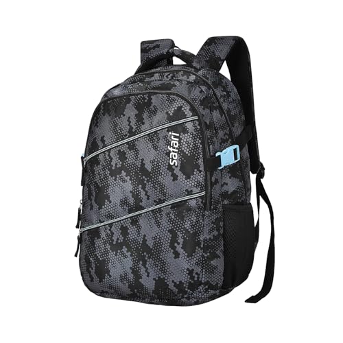 Image of Safari Omega Plus Casual Laptop Backpack, 2 compartments, Raincover, Organizer, Full body print, Bottle holder, Front pockets Softline (Black)