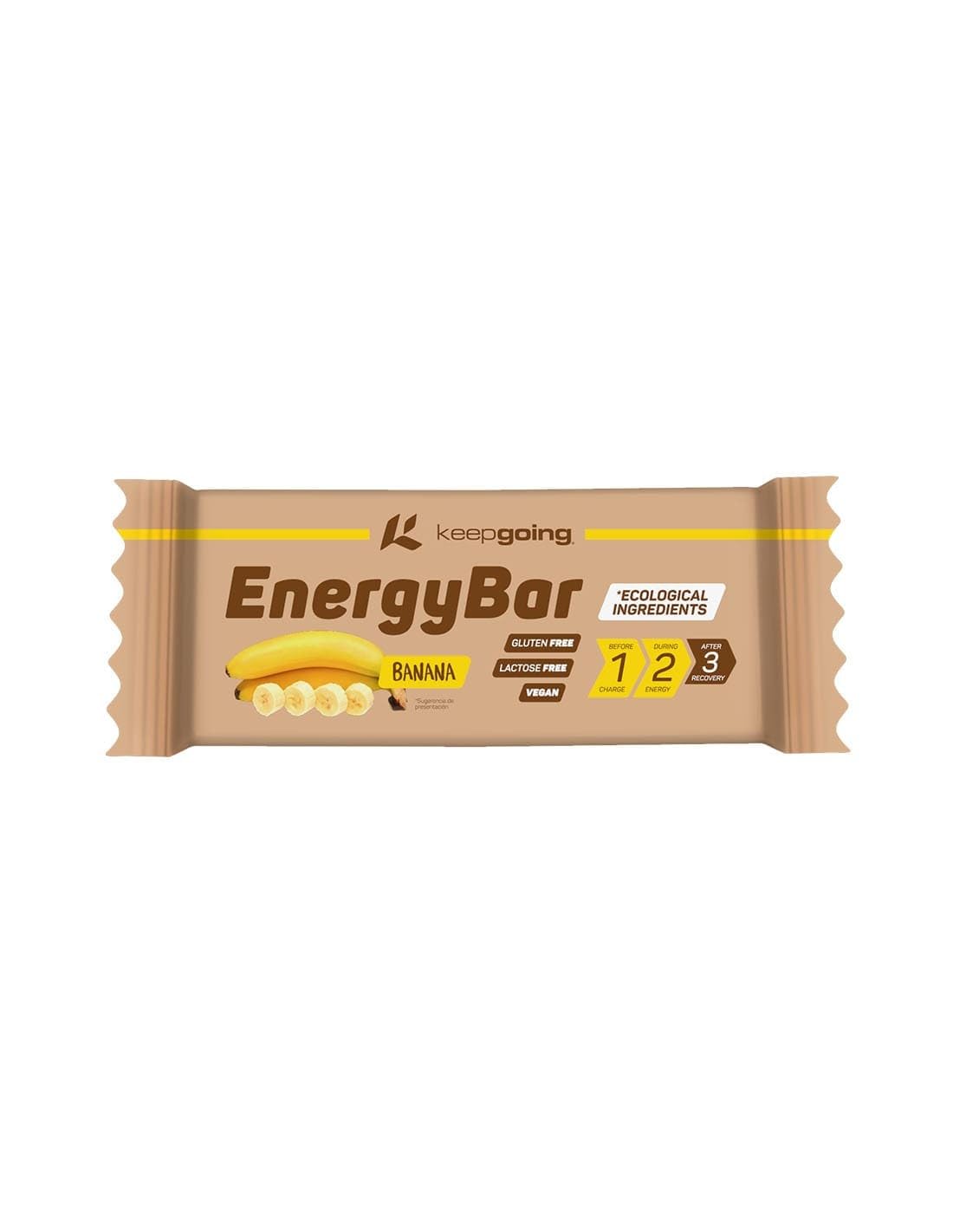 Keepgoing -Barritas Energéticas Naturales EnergyBar de Plátano 24 uds x 40g | Para Ciclismo Trail y Running | Barritas Energéticas | Alto Aporte Energético