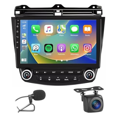 Car Radio for Honda Accord 7th Accessories 03-07 2+32GB Wireless Carplay and Android Auto 4G+WiFi GPS Navigation 10.1’ Touchscreen Head Unit with HD Backup Camera/Bluetooth/Miror Link/MIC/RDS/FM/SWC Cover