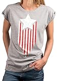 makaya maglietta bandiera america per donne usa flag americana star top us vintage flag estate oversize grigio taglie forti l