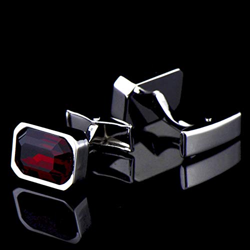 Mancuernillas KnBoB para hombre con cristal rojo irregular miniatura 3