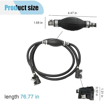 5/16 (8mm) ID Boat Motor Fuel Line Hose, Universal 6FT Marine Fuel Line Assembly Kit with Primer Bulb Connector Fit for RVs Boats Tractors Caravans Outboard Fuel Line