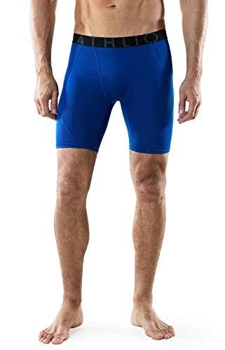 ATHLIO Men\'s Athletic Cool Dry Compression Shorts, Sports Performance Active Running Tights, 3pack(bsp06) - Black/Charcoal/Blue, X-Large