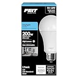 Feit Electric A21 LED Light Bulb, 200W Equivalent, Non-Dimmable, 3050 Lumens, E26 Standard Base, 5000k Daylight, High Output LED Bulb, Damp Rated, 22 Year Lifetime, OM200/850/LED