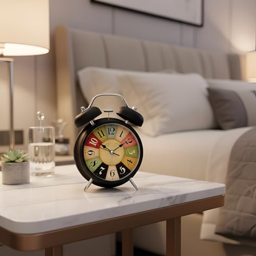 Image of Digital Alarm Clock Style Classic Analog Twin Bell Alarm Clock for Bedroom | Loud Alarm Desk Table Clock, Heavy Sleepers | Vintage Retro Clock for Home, Office, Study Table, Dcor