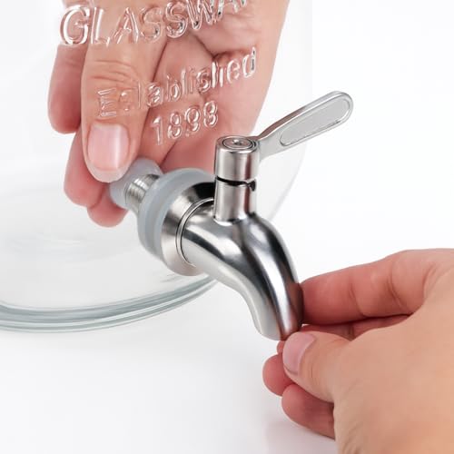 Wilhelm Sell® Zapfhahn aus Edelstahl 304 (16 mm Gewinde) mit Zubehörset - Ersatzhahn für Getränkespender, Saft, Kombucha, Bier, Wein - rostfrei, lebensmittelecht
