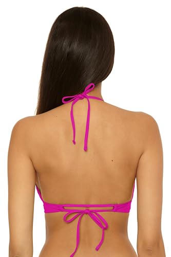 BECCA Women's Color Code Halter Bikini Top, Adjustable, Tie Back, Swimwear Separates3