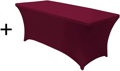 ABCCANOPY 6FT Spandex Tablecover Bundle 6ft Spandex Burgundy Table Cover Fitted Polyester Tablecloth Stretch Spandex Tablecover-Table Toppers