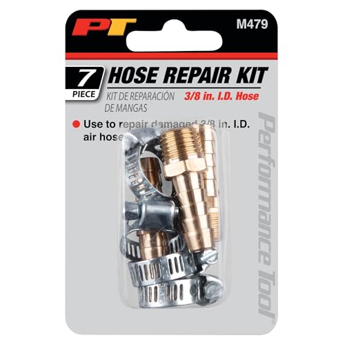 Performance Tool M479 Brass Air Hose Repair Kit - Includes Splicer, Ends, and Clamps for 3/8 I.D. Hose - 1/4-Inch Male NPT Connection by Performance Tool - Image 2